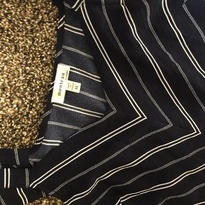 Monteau Tops - Navy striped peplum top Monteau Tops - Navy striped peplum top